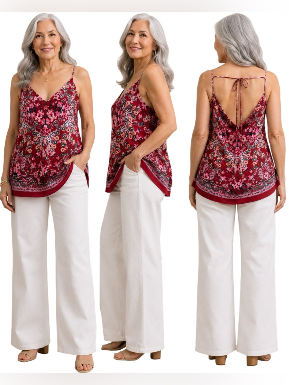 Free People Pink and Coral Floral Cami